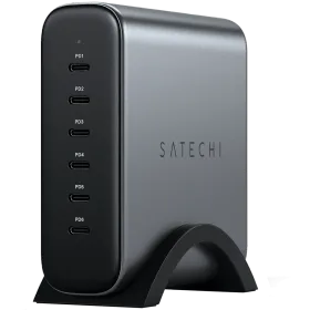 SATECHI Power Adapter 6*USB-C, 200 W, Space Gray — Image №1