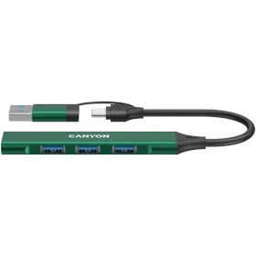 CANYON  DS-02  USB Hub 4 Port USB-C Hub DS-02 Green — Image №1
