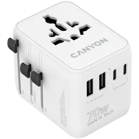 CANYON OnTour 70 Адаптер питания 5*USB/USB-C, 70 Вт, Белый 3*USB Тип C, 2*USB Тип A — Изображение №1