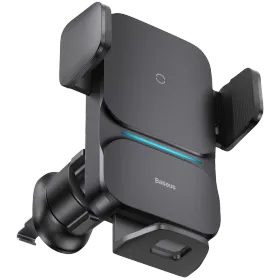 Car Cradle BASEUS Wisdom Auto Alignment Car Mount Wireless Charger QI 15W, Black — Image №1