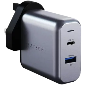 SATECHI Power Adapter 2*USB/USB-C, 30 W, Space Gray USB 3.0 (Type A), USB Type C — Image №1