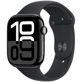 Apple Watch Series 10 GPS, 46mm, Jet Black, Black Sport Band, M/L — Image №1