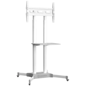 ONKRON Mobile TV Stand Rolling TV Cart w/ 1 Shelf  for 32"-65" up to 50 kg, White VESA: 100x100 - 600x400 — Image №1