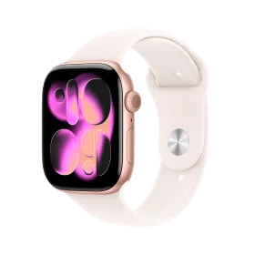 Apple Watch Series 11 GPS, 46мм, Rose Gold Aluminium, Светлый розовый спортивный ремешок, S/M — Изображение №1 Apple Watch Series 11 GPS, 46мм, Rose Gold Aluminium, Светлый розовый спортивный ремешок, S/M — Изображение №1