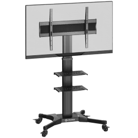 ONKRON Mobile TV Stand Rolling TV Cart for 32”-60”  up to 30 kg TVs w/ Shelves Wheels, Black VESA: 100x100 - 600x400 — Image №1