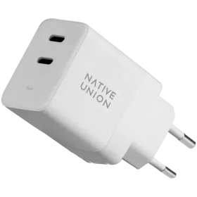 NATIVE UNION Προσαρμογέας ρεύματος 2*USB-C, 35 βατ, Λευκό — Εικών №1