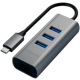 SATECHI  TYPE-C 2-IN-1 USB HUB WITH ETHERNET  Multiport Adapter  Space Gray — Εικών №1