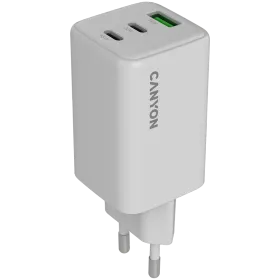 CANYON Προσαρμογέας ρεύματος 3*USB/USB-C, 65 βατ, Λευκό 2*USB Τύπος C, USB Type-A — Εικών №1