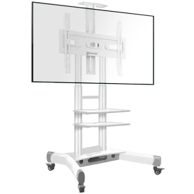ONKRON Mobile TV Stand Rolling Cart 3 Shelves  for 40"-70" TVs up to 60,5 kg, White VESA: 100x100 - 600x400 — Image №1