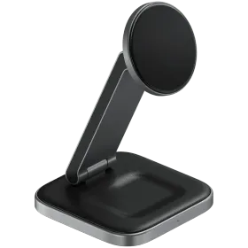 SATECHI 2-in-1 Foldable Wireless Charger, 15 W, Space Gray — Image №1