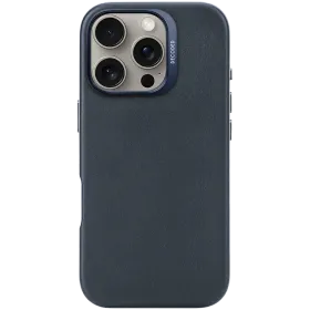 DECODED Чехол Case Leather with MagSafe, Тёмно-синий для iPhone 16 Pro — Изображение №1