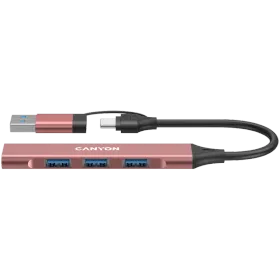 CANYON  DS-02  USB Hub 4 Port USB-C Hub DS-02 Pink — Image №1