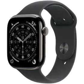 Apple Watch Series 11 GPS, 46χιλ., Slate Titanium, Μαύρο αθλητικό λουράκι, M/L — Εικών №1 Apple Watch Series 11 GPS, 46χιλ., Slate Titanium, Μαύρο αθλητικό λουράκι, M/L — Εικών №1