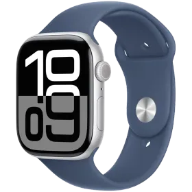 Apple Watch Series 10 GPS, 46mm, Silver, Denim Sport Band, S/M — Image №1