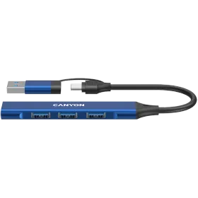CANYON  DS-02  USB Hub 4 Port USB-C Hub DS-02 Blue — Image №1