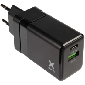 XTORM Power Adapter 2*USB/USB-C, 20 W, Black — Image №1