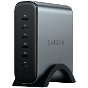 SATECHI Προσαρμογέας ρεύματος 6*USB-C, 200 βατ, Space Gray — Εικών №1