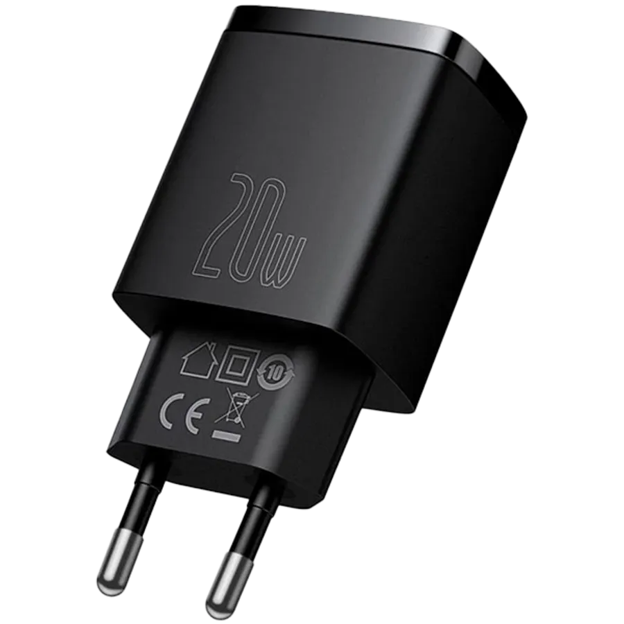 BASEUS Power Adapter 2*USB/USB-C, 20 W, Black — Image №2