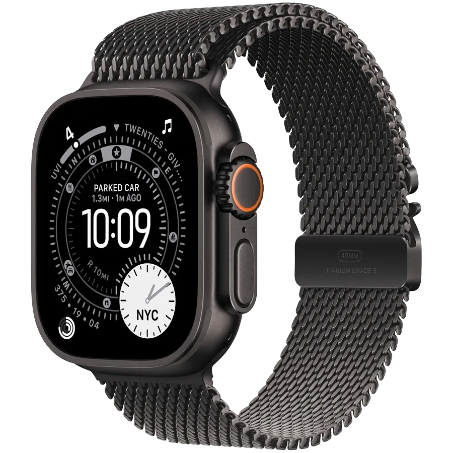 Apple Watch Ultra 3, 49χιλ., Μαύρος, Black Titanium Milanese Loop, Large — Εικών №1