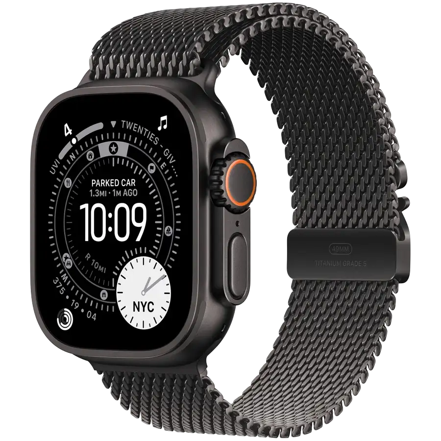 Apple Watch Ultra 3, 49χιλ., Μαύρος, Black Titanium Milanese Loop, Medium — Εικών №1