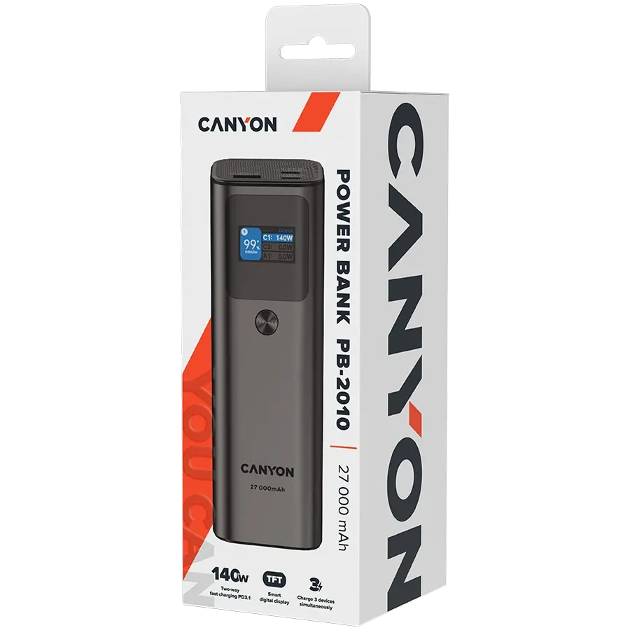 CANYON Power Bank, 27000 mAh, Σκούρο Γκρι — Εικών №7
