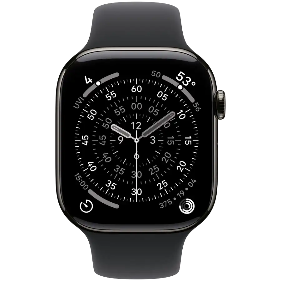 Apple Watch Series 11 GPS, 46χιλ., Slate Titanium, Μαύρο αθλητικό λουράκι, M/L — Εικών №2