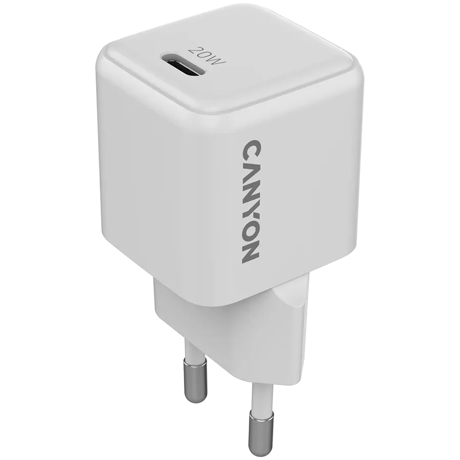 CANYON CU20C Προσαρμογέας ρεύματος USB-C, 20 βατ, Λευκό USB Τύπου C — Εικών №1