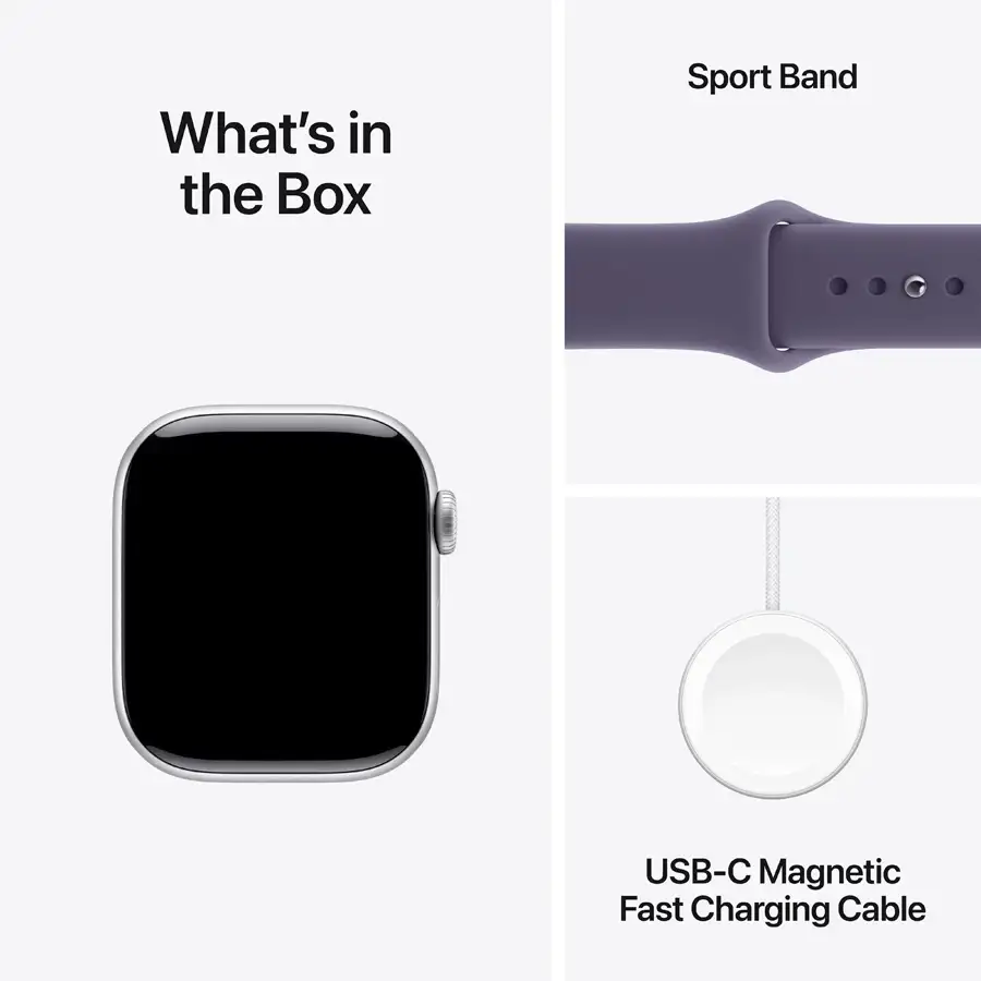 Apple Watch Series 11 GPS, 42mm, Silver, Purple Fog Sport Band, M/L — Image №8