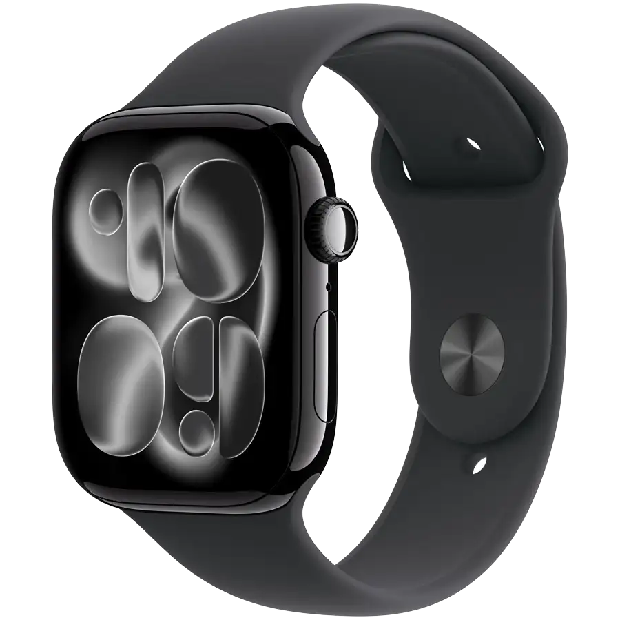 Apple Watch Series 11 GPS + Cellular, 46mm, Jet Black Aluminium, Black Sport Band, S/M — Image №1