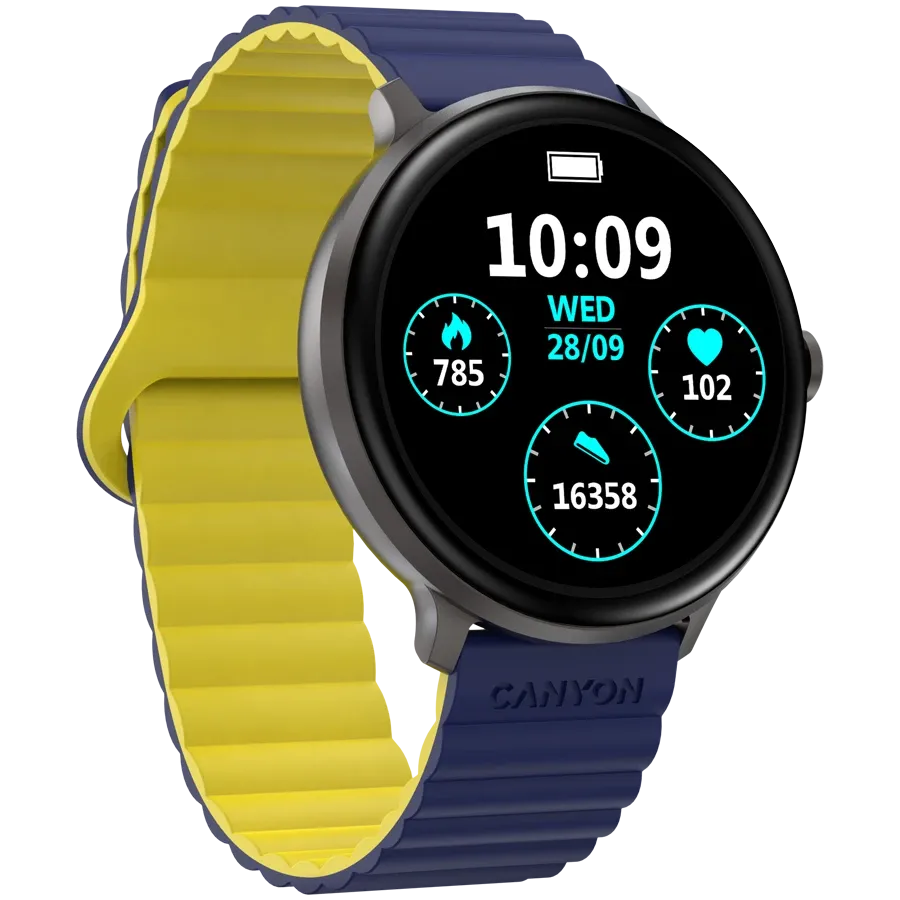 CANYON Jacky SW-69 Smart Watch, Blue/Yellow — Εικών №3 CANYON Jacky SW-69 Smart Watch, Blue/Yellow — Εικών №3