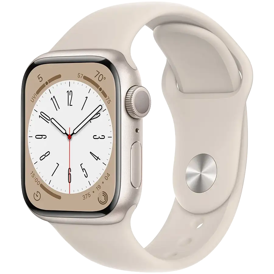 Apple Watch Series 8 GPS, 41mm, Starlight, Starlight Sport Band — Image №1
