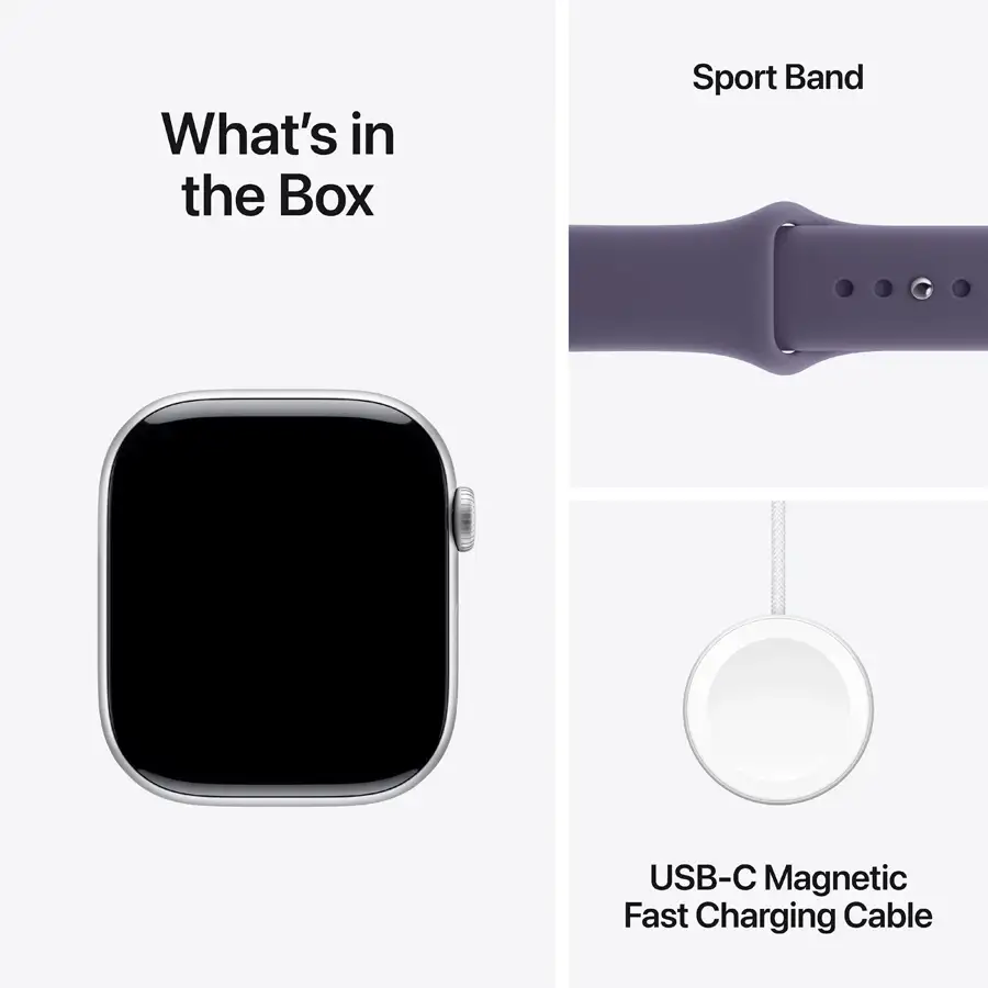 Apple Watch Series 11 GPS, 46mm, Silver Aluminium, Purple Fog Sport Band, S/M — Image №8
