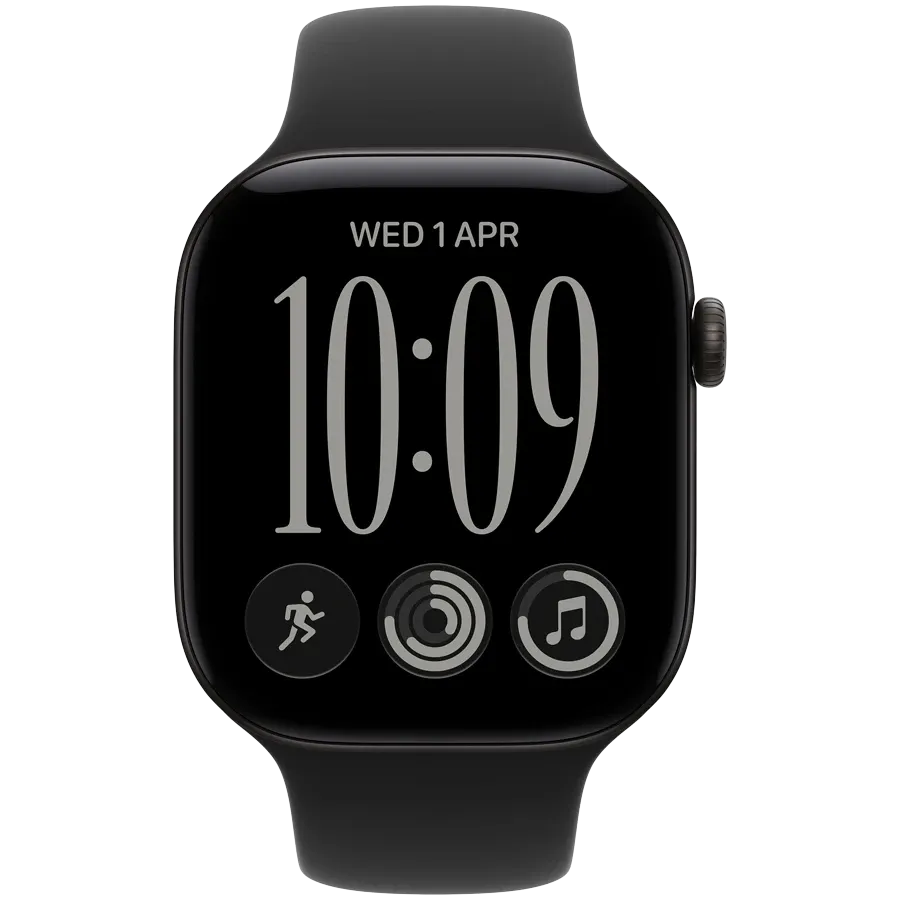 Apple Watch Series 12 GPS, 46χιλ., Μαύρος, Μαύρο αθλητικό λουράκι, M/L — Εικών №2