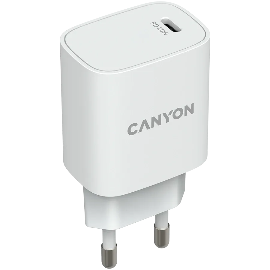 CANYON H-20-02 Адаптер питания 1*USB-C, 20 Вт, Белый — Изображение №2