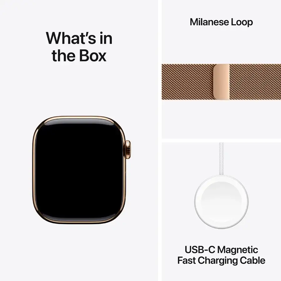 Apple Watch Series 11 GPS, 42mm, Gold Titanium, Gold Milanese Loop — Image №8