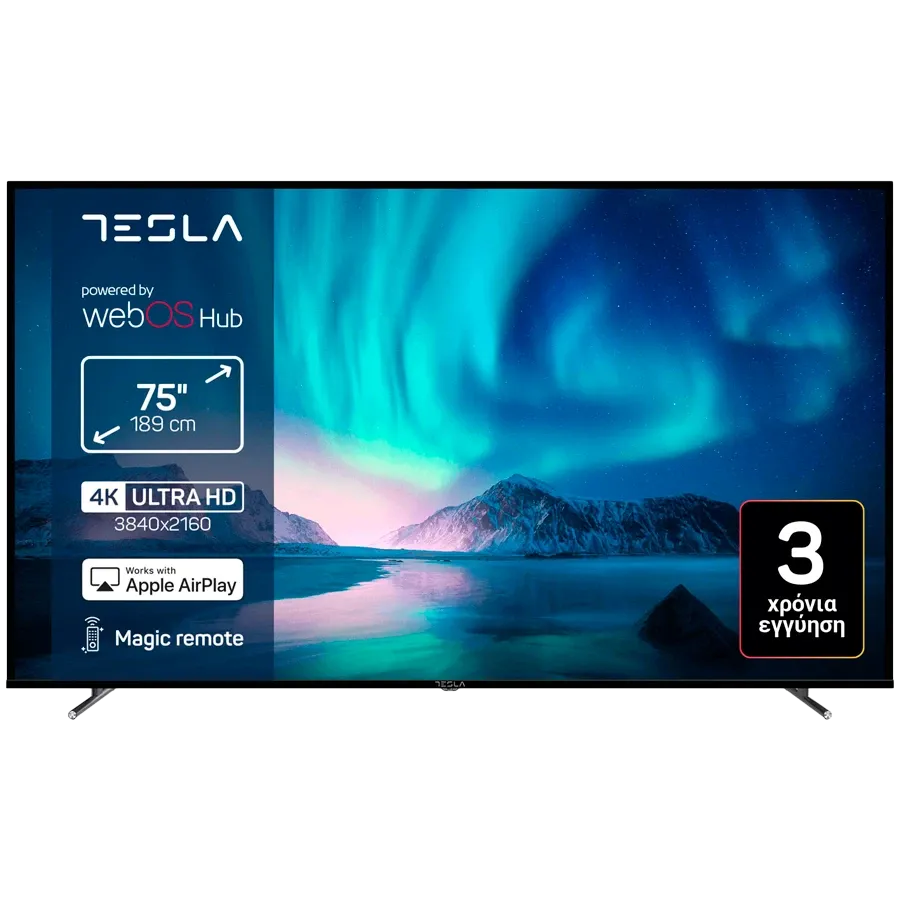 TESLA Смарт ТВ, LCD, 75", UHD, Чёрный — Изображение №1