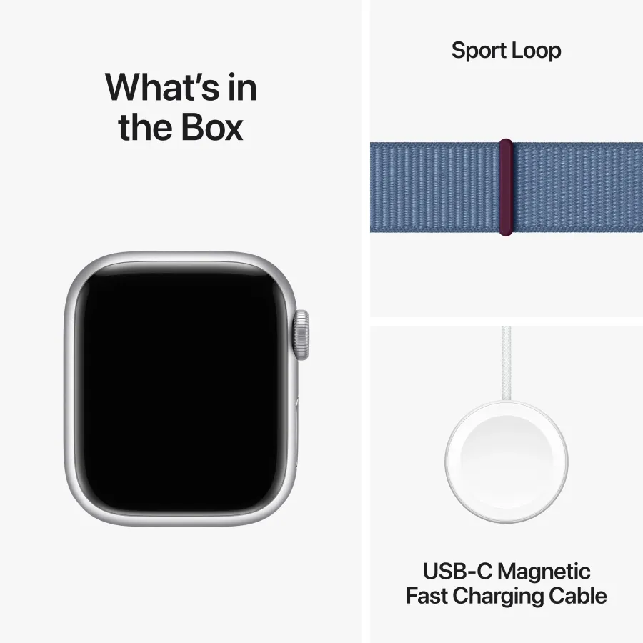 Apple Watch Series 9 GPS, 41mm, Silver, Winter Blue Sport Loop — Image №9