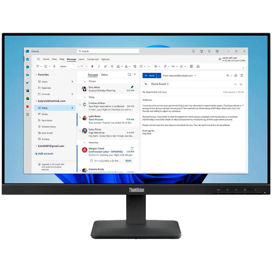 LENOVO Monitor LED (23.8", 1920x1080, IPS) Raven Black — Image №1