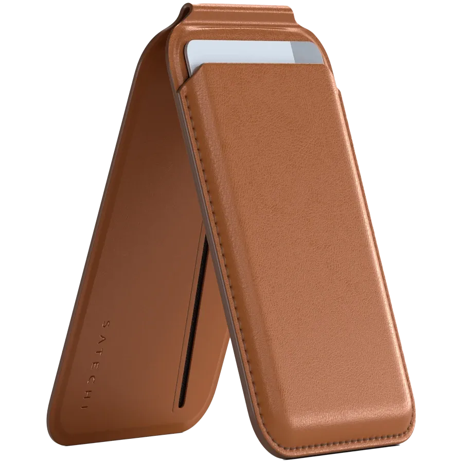 SATECHI Πορτοφόλι Vegan-Leather Magnetic Wallet Stand , Καφέ — Εικών №1