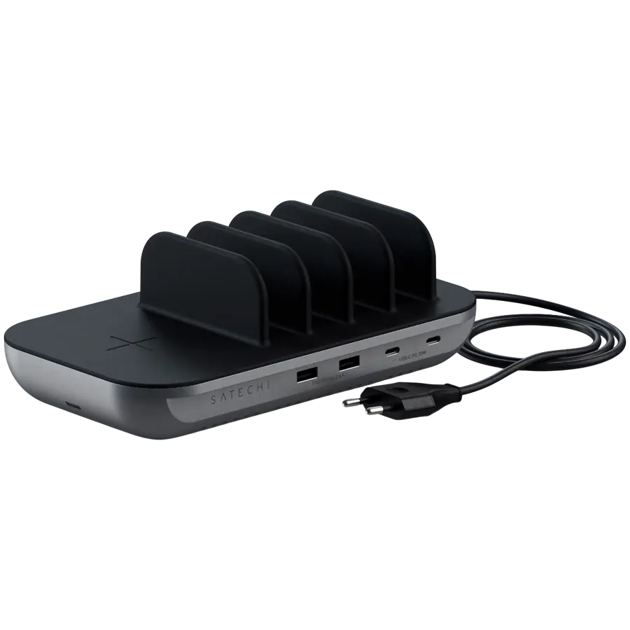 SATECHI Επαγωγικός Φορτιστής, 42 βατ, Space Gray 2*USB Type-A, 2*USB Τύπος C — Εικών №1