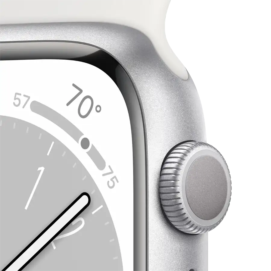 Apple Watch Series 8 GPS, 41mm, Silver, White Sport Band — Image №4
