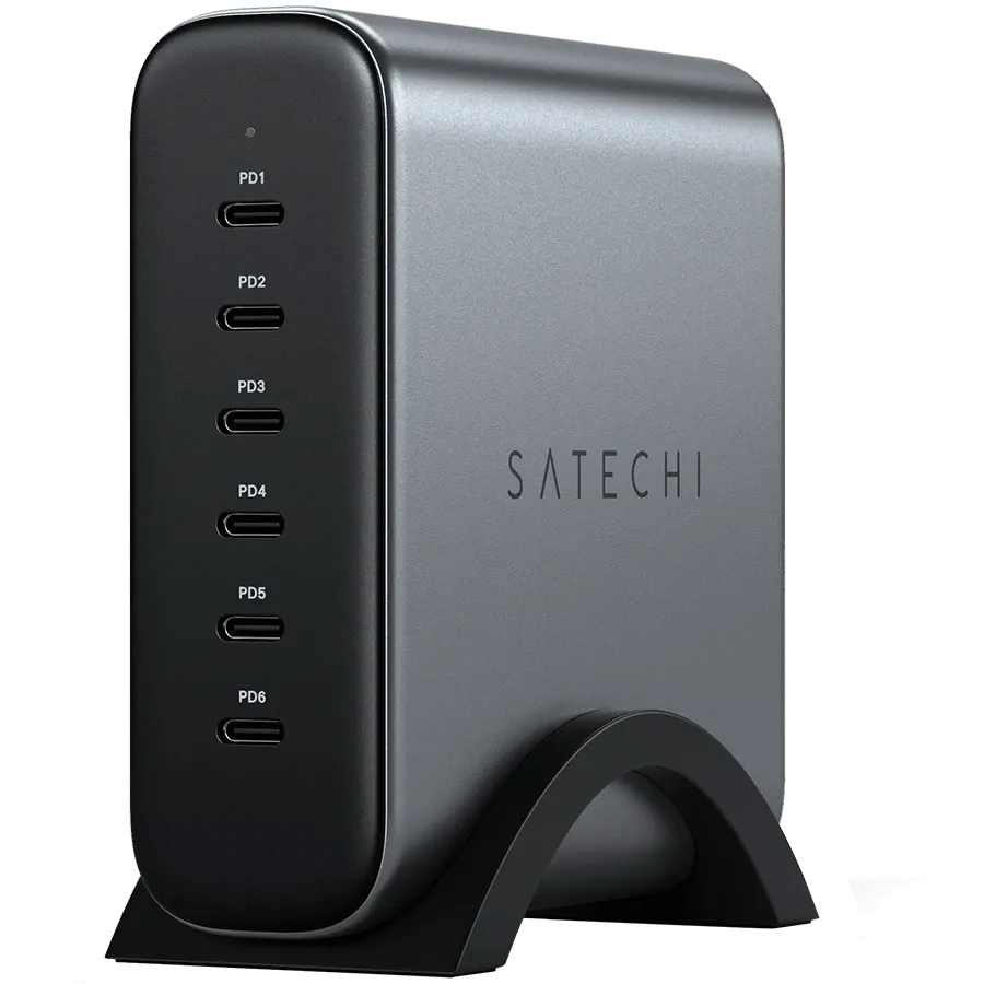SATECHI Адаптер питания 6*USB-C, 200 Вт, Space Gray — Изображение №1