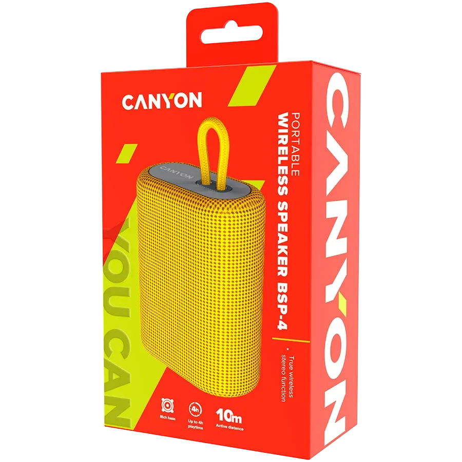 CANYON BSP-4 Портативна акустична система Жовтий — Зображення №4