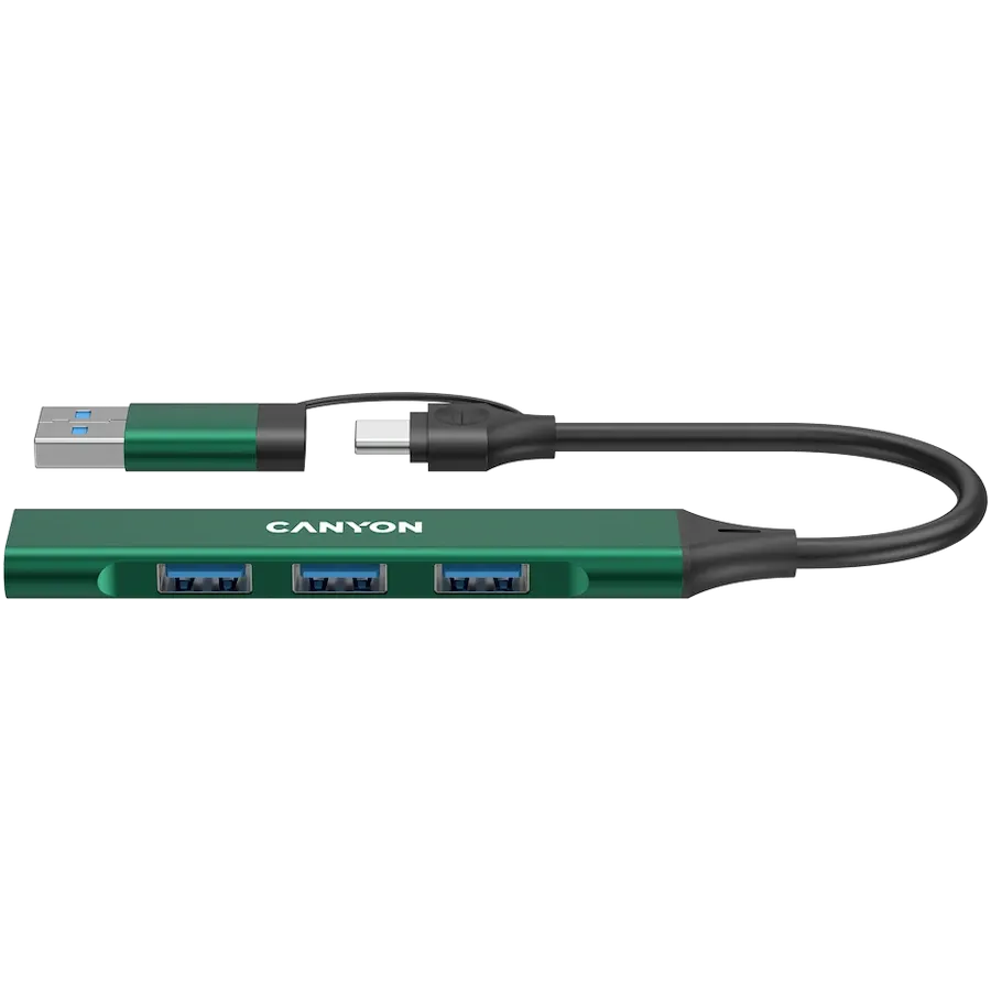 CANYON  DS-02  USB Hub 4 Port USB-C Hub DS-02 Green — Image №1