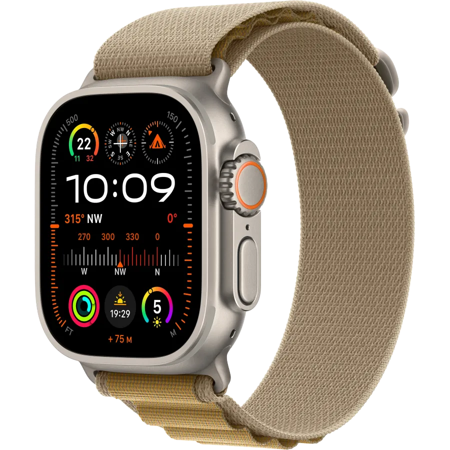 Apple Watch Ultra 2 2024, 49χιλ., Natural Titanium, Tan Alpine Loop, Medium — Εικών №1
