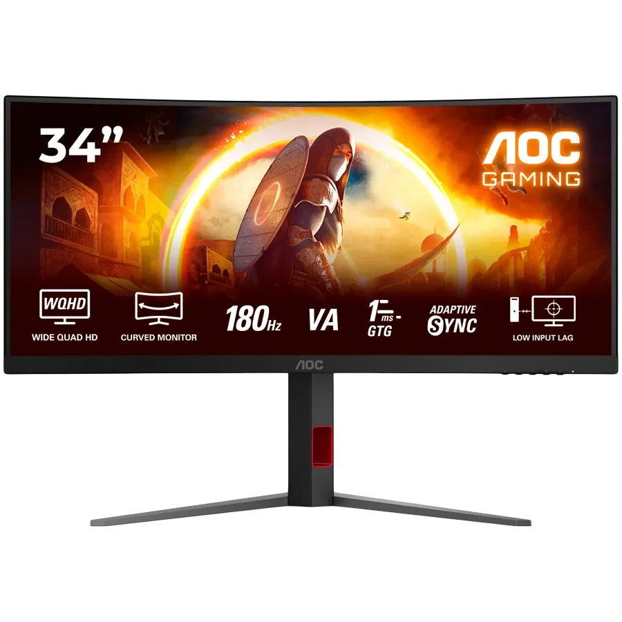 AOC LED-монитор (34", 3440x1440, VA) Чёрный/Красный — Изображение №1 AOC LED-монитор (34", 3440x1440, VA) Чёрный/Красный — Изображение №1