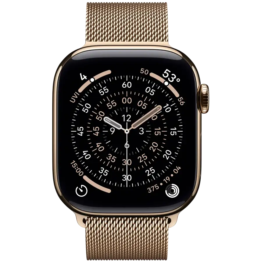 Apple Watch Series 11 GPS, 42мм, Gold Titanium, Gold Milanese Loop — Изображение №2