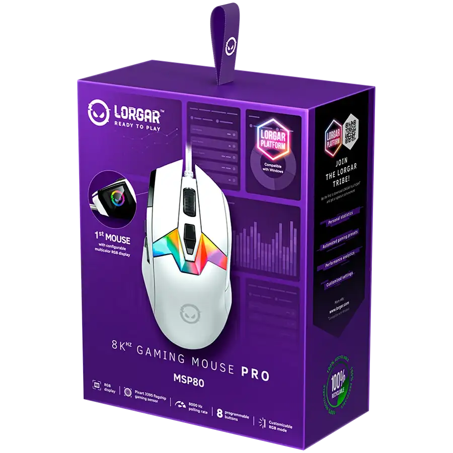 LORGAR MSP80 Gaming Mouse, Wired, White — Image №8 LORGAR MSP80 Gaming Mouse, Wired, White — Image №8