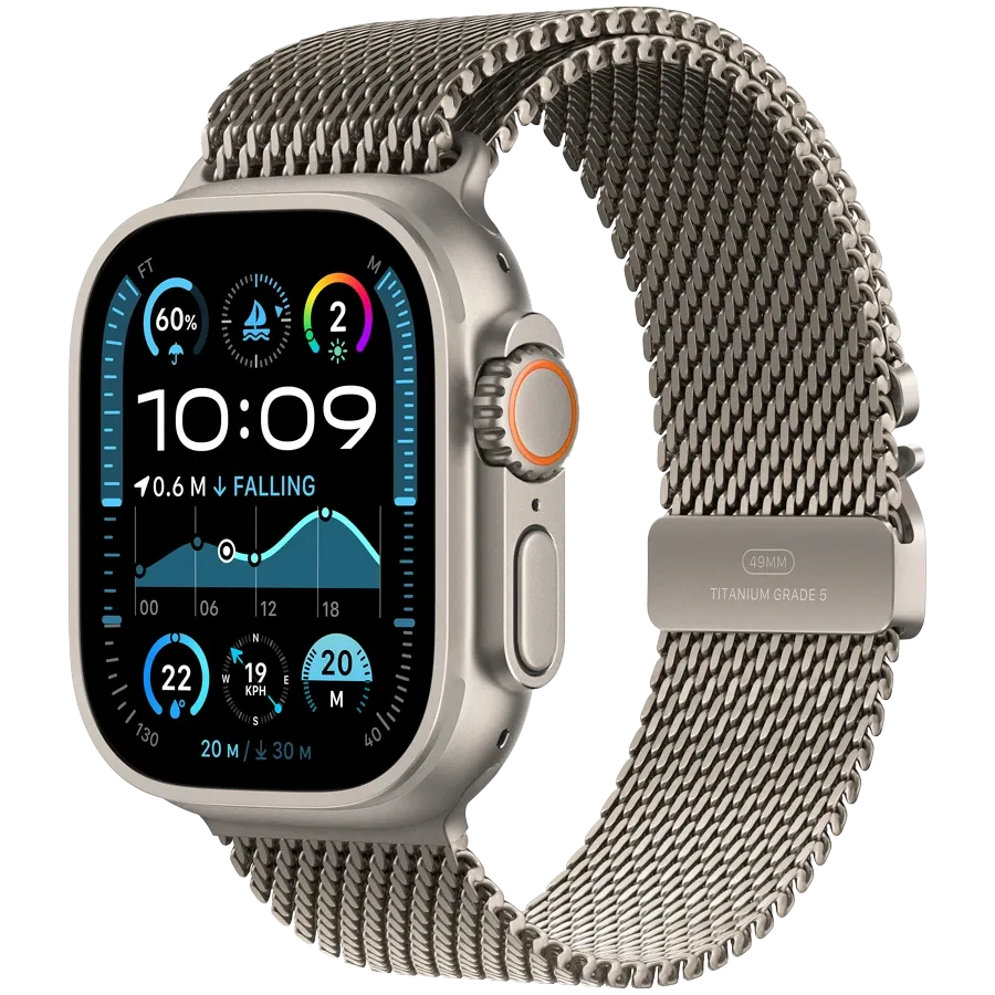 Apple Watch Ultra 2 2024, 49мм, Natural Titanium, Natural Titanium Milanese Loop, S — Изображение №1