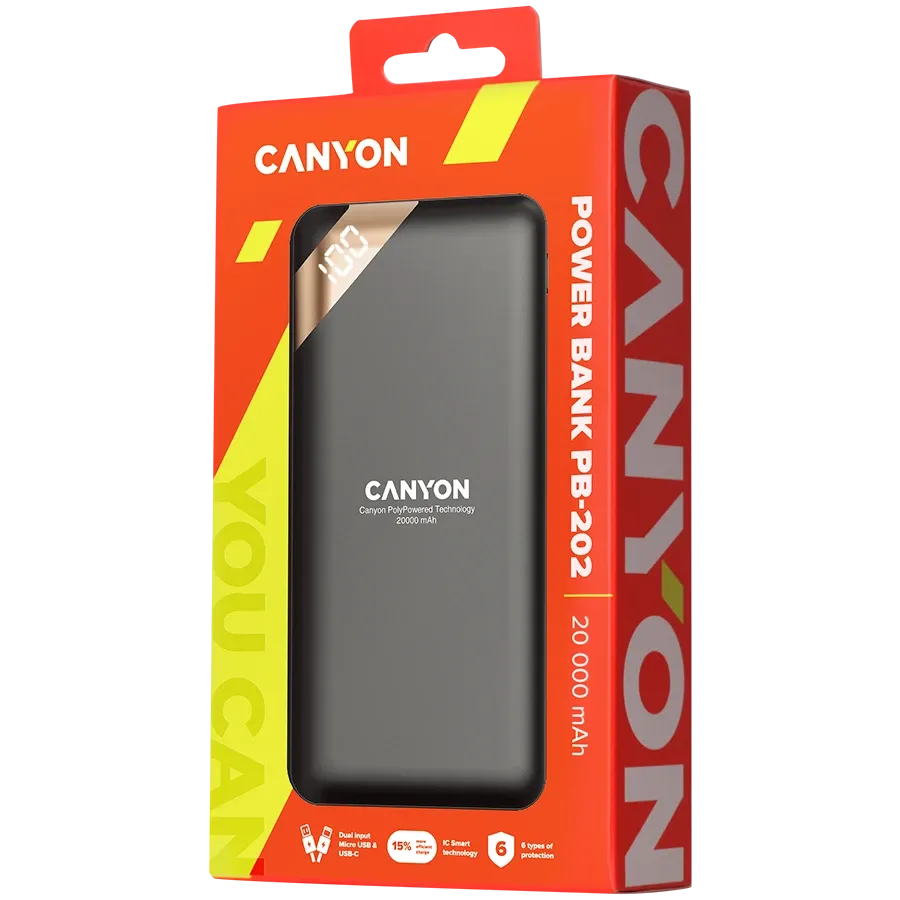 Зарядное устройство CANYON PB-202, 20000 мА·ч, Чёрный — Изображение №4